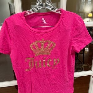 Juicy Couture hot pink Tee with Gold Crown